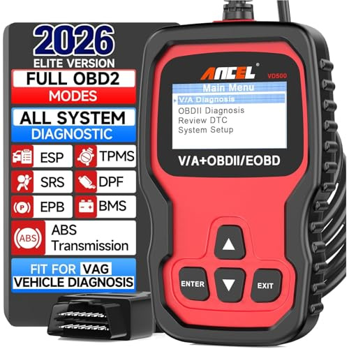 OBD2 Diagnosegerät für VAG/VW/Audi/Skoda/Seat Auto Fehlercode Auslesegerät | ANCEL KFZ Fehlerauslesegerät Vollsystem-Diagnose mit Öl, EPB, TPS Reset für 2002-2020 Fahrzeuge OBD-II Diagnosewerkzeuge