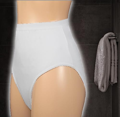 Pantaloni protettivi da donna, lavabili, ideali per IBS, slip foderati impermeabili, biancheria intima ecologica, colore: bianco e nero (taglia XXXL, bianco)