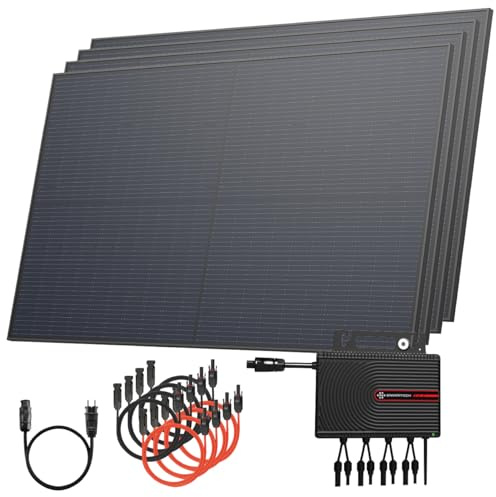 Solarway® 1780Wp / 2000-800W Balkonkraftwerk komplett Steckdose - neuester 2000 Watt Wechselrichter - Solaranlage Komplettset - 445W bifaziale Solarmodule & Envertech & Zubehör