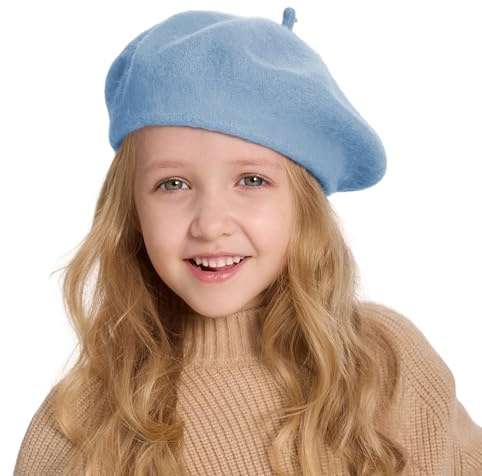 ZLYC Mädchen Klassische Wolle Französische Künstler Baskenmütze Barett | Winter Kinder Barrett