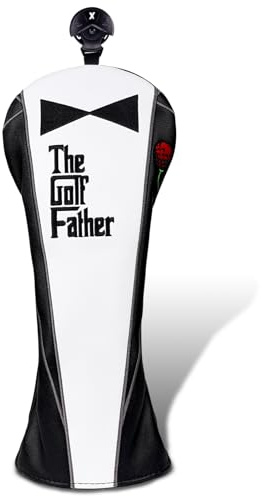 Golf Club Head covers for Driver/Fairway Wood/Hybrid/1FH/Putter/Irons/Gloves Holder Case Black&White PU Leather The Golf Father Gift
