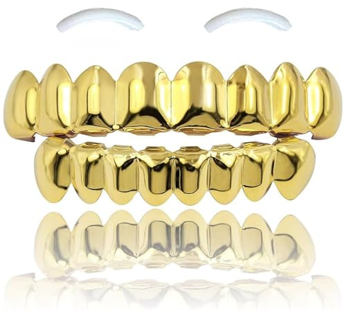 SSyang Grills Dentaires,Hip Hop Teeth Grills Faux Punk Hip Hop Dents Haut en Bas Diamant Strass Dents Grillz Halloween Festival de Musique Party Hip Hop Rapper Costume Décoration
