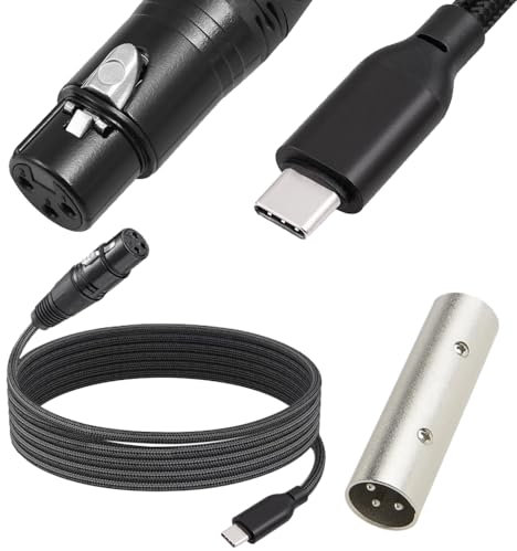 DKARDU 2m/6.5FT XLR Female to USB C Microphone Cable, Adapter Converter for Audio, Karaoke, Recording, Studio, Compatible with Microphone, Computer, Tablet, Smartphone