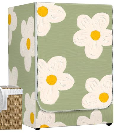Odot Washer Dustproof Cover Front Load, Washing Machine Dryer Protector Sunscreen Waterproof Tumble Dryer Case Protective Cover for Most Front Loadi (Plumeria,S-capacity 4-7.5kg)