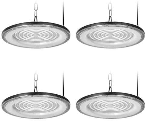 Bellanny 300W UFO LED High Bay Lumière - 30000LM LED Projecteur LED Industriel Intérieur, Blanc Froid 6500K, Éclairage de Baie Commerciale Étanche IP66 pour Atelier Usine Garage Entrepôt （4 Pièces）