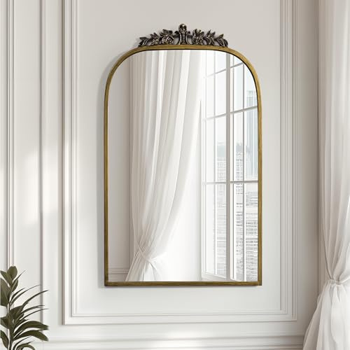 Navaris dekorativer Spiegel mit Goldrahmen - Vintage Spiegel Antik Ganzkörper - Wandspiegel Barock Gold - Wandspiegel Ganzkörperspiegel Groß - 49 x 70 cm