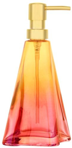 YunNasi Glass Soap Dispenser with Pump Refillable Liquid Hand Soap Dish Soap Dispensers for Bathroom Counter, Kitchen Sink (OrangeRed)