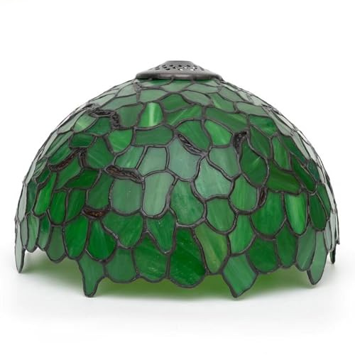 GDLight Ersatz-Lampenschirm aus Buntglas im Tiffany-Stil mit Kappe, Nur 12-Zoll-Lampenschirm mit grünen Blättern für Tischlampen, Pendellampen, Stehlampen, Deckenlampen