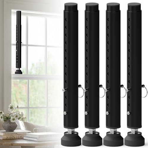 Gadgetzan Fenstersicherungsstangen, verstellbar, 27,9 cm - 45,7 cm, tragbar, kurze Schiebefensterverriegelung für Kindersicherung/Diebstahlschutz, Fenster-Sicherheitsschloss mit Gummiboden für