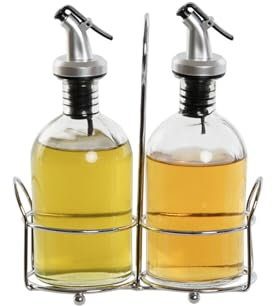ACEITERA VINAGRERA SET 2 CRISTAL METAL 16X6,5X17,5