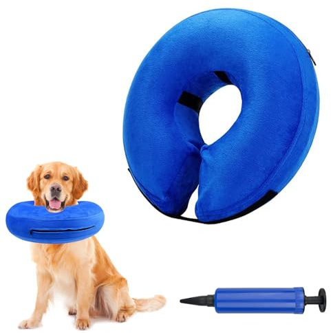 Lixiluxia Hundekragen, aufblasbar, Anti-Lecken, aufblasbare Erholungshalsbänder zur Wundheilung und Verhinderung von Beißen oder Kratzern (Blau L)
