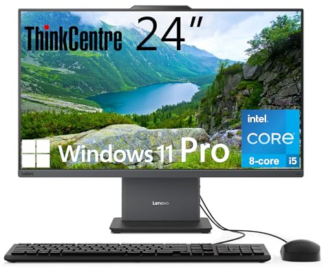 Lenovo ThinkCentre All-in-One 24 FHD IPS Desktop Computer, Intel Core i5-13420H 8-Core, 16GB DDR5, 256GB SSD, Wi-Fi 6, USB-C Input/Output