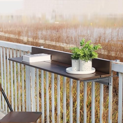 LXXW Balkon-Stehtisch für Geländer Beistelltisch for den Außenbereich, Balkontisch, schwebendes Regal, klappbarer Hänge-Stehtisch, höhenverstellbarer Balkon-Terrassen-Geländertisch Balkon-Hängetisch(6