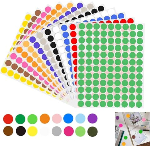 Klebepunkte Bunt, Bunte Selbstklebende Klebepunkte, Kleine Runde Dot Aufkleber, Farbcodierung Etiketten für Büro Schule Kalender Karten Aufkleber Supplies 28 Farben 12600pcs (6mm)