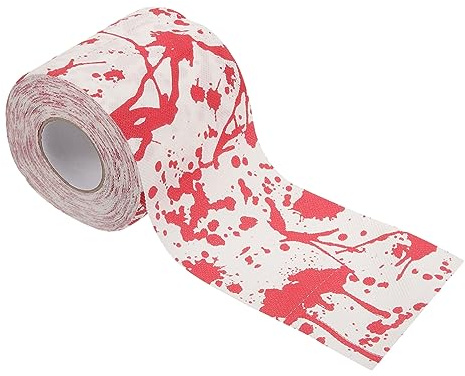 HOUDERCO 1rolle Blutige Halloween-toilettenpapierrolle Mit Gruseligen Handabdrücken Kreative Badezimmerdekoration Für Halloween-partys Einzigartiges Klopapier Für Schaurige Für