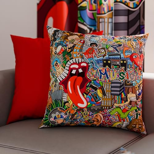 PETTI Artigiani Italiani - Coppia di Federe Cuscino 45x45 cm in Microfibra, Cuscini Arredo Camera da Letto, Divano, Salotto, Set 2 Fodere Copricuscino, Federa Murales, 100% Made in Italy