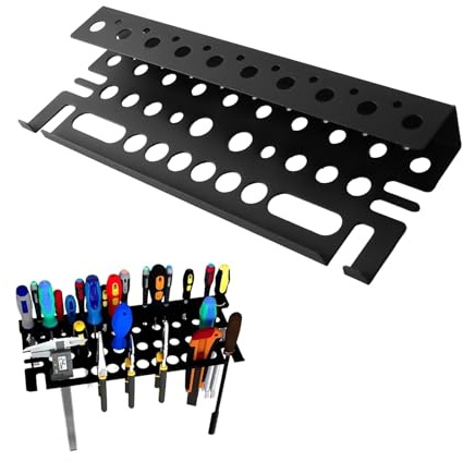 HUANR Werkzeug Wandhalterung, 40 cm Werkzeug Organizer Wand, Metall Werkzeug-Halterung Wand, Schwarze Wandmontierte Werkzeugaufbewahrung, Effiziente Lagerung, für Werkstätten, Garagen