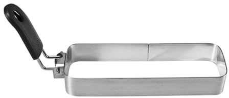 FytStycale Eierform Edelstahl Muffinring Eierringe Rechteckig Pfannenringe Backform mit Silikongriff Zum Gleichmäßigen Garen für Küche Burger, 16x7.5cm