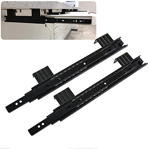 Bandeja deslizante para teclado de 10 a 12 pulgadas, 3 pliegues, rodamiento de bolas de extensión completa, acero negro, fácil de instalar, deslizadores inferiores Reble, ahorro de espacio, diseño