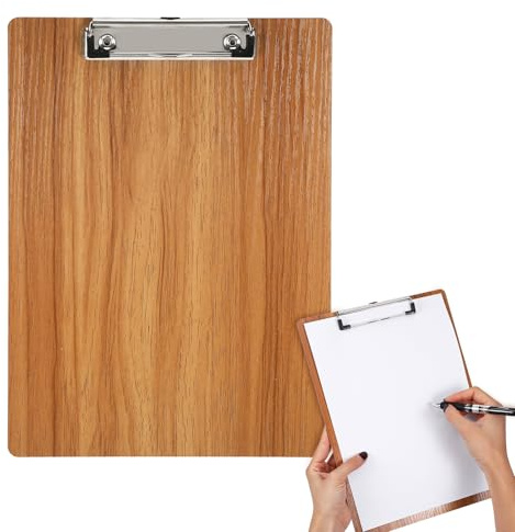 Klemmbrett A4 Holz, 1 Stück Kirschholzfarbe Klemmbretter a4, Clipboard für Zeichnen und Schreiben Verwendet Werden, Klemmbrett Holz mit Metallclip