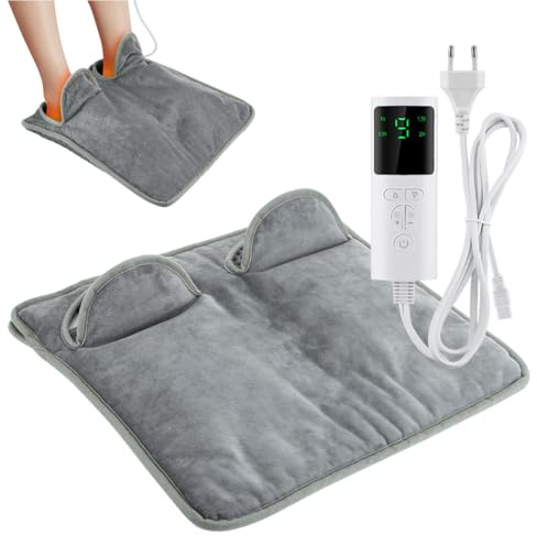 Calentador de Pies Electrico, Calientapiés con 9 Niveles de Calentamiento, 4 Temporizadores, Desconexión Automática, Protección Contra el Sobrecalentamiento, Adecuado para Mujeres y Hombres