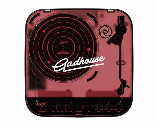 Gadhouse Cosmo Solar Edition Vinyl Record Player, Venus Red | Portable Bluetooth Turntable, Built-in Stereo Speakers, FM Radio, Streaming, Usb/Sd Card, DJ Mode, Classic See-through Design