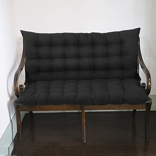 Sitzkissen für Terrassen-Gartenbank mit Rückenlehne, 2–3-Sitzer, Schaukel-Liege, Ersatzkissen für Indoor/Outdoor, Holzsofa, 150 x 100 x 8 cm, langlebig, Schwarz