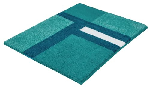 Kleine Wolke Badteppich Ariana Türkis 50 x 60 cm | OEKO-TEX zertifiziert, für Fußbodenheizung, maschinenwaschbar, 100% Polyacryl