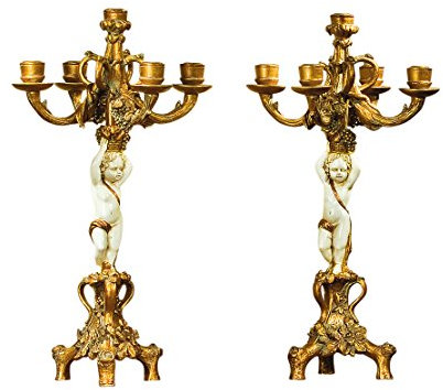 Design Toscano Candélabre la récolte du chérubin (jeu de 2)