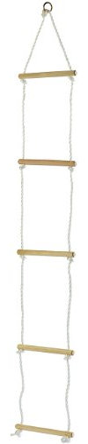 Playtastic Seilleiter Kinder: Strickleiter mit 5 Holzsprossen für Kinder (Strickleiter Klettern, Hängeleiter, befestigen)