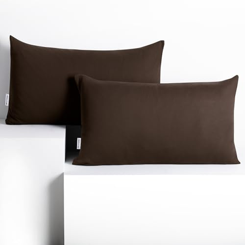 DecoKing 2 kuddfodral Amber i bomull, med dragkedja, 50 x 60 cm, chokladbrun bärnsten