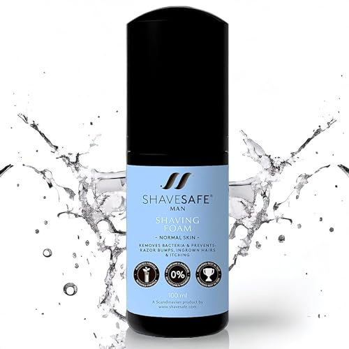 ShaveSafe rakskum normal män – rakning för ansikte, kropp, intimt område och normal hud – antiallergiska ingredienser – 100 ml