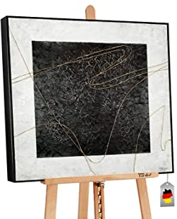 YS-Art Abstrakt Acryl Gemälde auf Leinwand Quadratisch handgemalt Wandbild Wohnzimmer modern Wohndekor Bild schwarz weiß Künstlerin Marina Julinski 100x100 cm