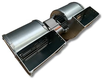 Ventilatore centrifugo EMMEVI - FERGAS CFD-DA 80X83-35 cod. 207722 doppia aspirazione lunghezza totale 310 mm, dimensioni bocchetta 2 x 108x50 mm, per stufe a pellet