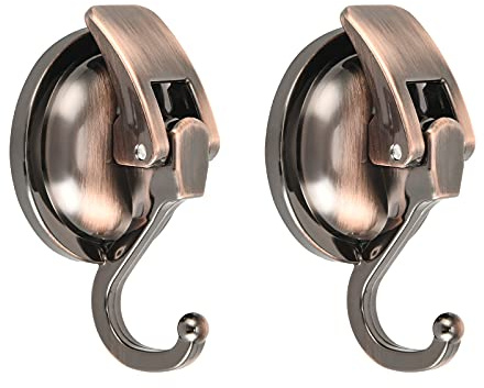 Mnixy Ganci a ventosa resistenti con potenti ganci a ventosa per ghirlande per bagno e doccia (bronzo, confezione da 2)