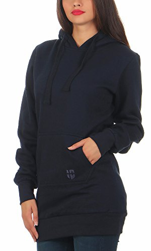 Gennadi Hoppe Damhuvtröja mjuk varm och gosig huvtröja med huva, Mörkblå, XL