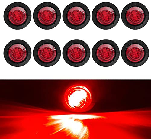 PolarLander Lot de 10 Feux de Position Ronds LED Avant arrière 24 V 3/4 pour Camion, Camping-Car, Voiture, Bus, remorque, Caravane, Bateau, Rouge