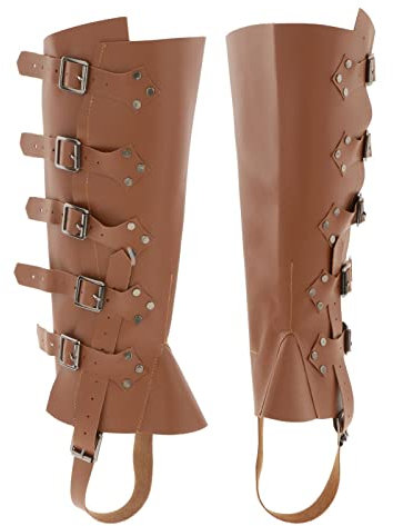 Harilla Neuheit Mittelalter Schnür Gamaschen mit Schnalle, Riemen Verstellbare Steampunk-überzüge Nieten 1 Paar für Halloween-Ritter-Kostüm, Brown