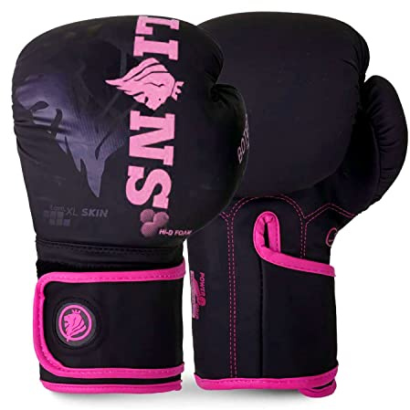 FAIRWAYUK Adult Pink Boxing Gloves, Womens Mma Sparring Martial Arts Punch Bag Training Fight Mitts, 10oz 12oz 14oz 16oz