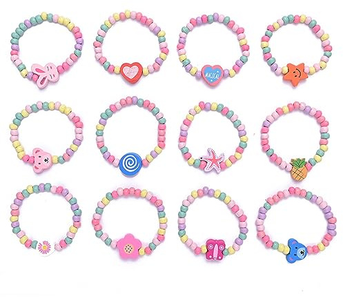 KQNM Pulseras de la Amistad, Pulseras para niños, Pulseras para niñas, Pulseras de la Amistad para niños, Regalos de cumpleaños para Fiestas, Regalos para niñas, 12 Unidades