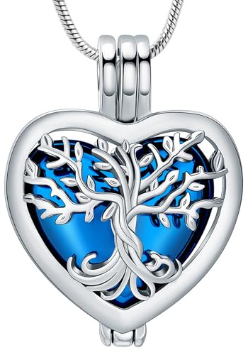 VCCWYQK Collier avec pendentif en forme de cœur, urne pour cendres, bijou de crémation, fleur commémorative, mini souvenir pour cendres, pendentif creux, standard, Acier inoxydable, Pas de gemme