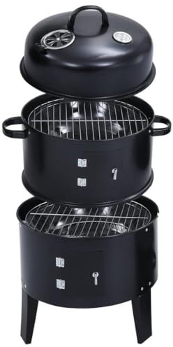 SKM Gril Barbecue au Charbon 3 en 1 40x80 cm, Weight:6.75 kg,46613