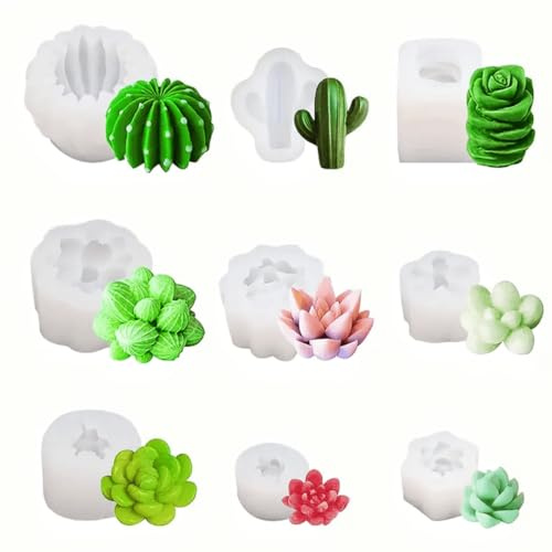 Lajiakoy® Moule Bougie Silicone, 3D Moule Bougie, 9 Pièces DIY Pour Cire de Haricots, Aromathérapie, Chocolat Etc. (9 Pièces)