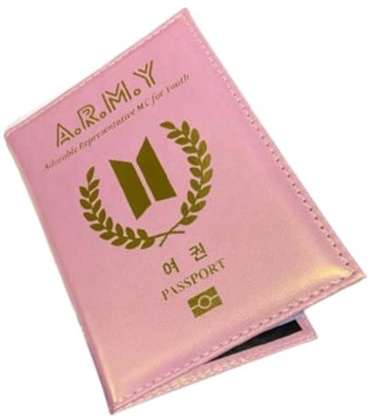 Passport Holder Cover for B-TS Army Traveling Passport Case for kpop Photocard Case Merch for K-POP Merch (Pink)