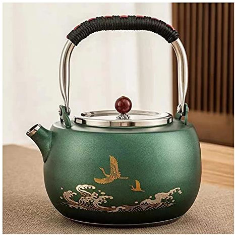 Théière classique 1000ML Pot d'eau bouillante 304 bouilloire à thé en acier inoxydable épais faire une théière pour cuisinière à induction domestique théière à fond plat bouilloire à thé th