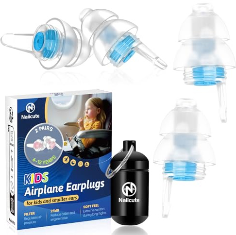 Kids Ear Plugs (6-12yrs) - Reusable Noise Relief Child Earplugs for Small EarCanals, Ear Protection for Airplane, Sports, Firework, Noise Sensitivity, Festival, Focus, School, Playtime, 25dB, 2Pairs