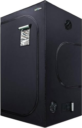 SunStream Growzelt 60x60x120cm Zuchtzelte für Hydrokulturen Pflanzenzelt, 600D GrowZelt mit Hochreflektierendem, Wasserfestem Mylar-Beobachtungsfenster und Bodenwanne für Hydrokulturen-Anbausystem