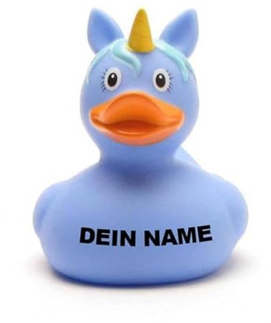 DUCKSHOP Badeenten - personalisierbar (Ente Einhorn blau)