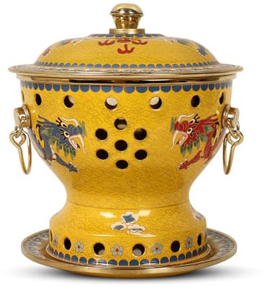 OYWEHECE Hot Pot Durable Cloisonné Single Enamel Pot Small Hot Pot Meal Alcohol Pot Household Single Oil Hot Pot Pure Copper Pot Chafing Dish,H