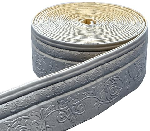 Jodimitty Bordüre Selbstklebend Silber Grau 10 Meter x 10cm Dekorative Wandbordüre Wasserdicht Abziehbare Wandtapeten Bordüre für Wohnzimmer Schlafzimmer Küche Wand Spiegelrahmen Türrahmen